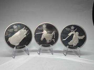 Canada. 20 Dollars 1986-1987 (Lot of 3 coins), Postzegels en Munten
