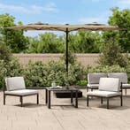vidaXL Parasol dubbel dak met LEDs 316x145 cm taupe, Verzenden, Nieuw, 3 tot 4 meter