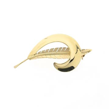 Gouden veer broche, Ophalen of Verzenden, Gebruikt, Goud, Goud