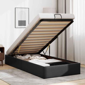 vidaXL Bedframe zonder matras 90x190 cm kunstleer zwart, Overige materialen, 90 cm, Eenpersoons, Verzenden