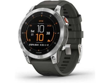 Garmin epix (Gen 2) 47 mm grijs met grijze polsband - wifi,, Verzenden, Zo goed als nieuw, Garmin