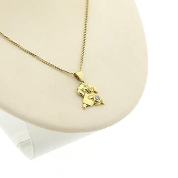Gouden hanger van twee honden met zirconia (Hanger of bedel), Ophalen of Verzenden, Gebruikt, Goud, Overige merken