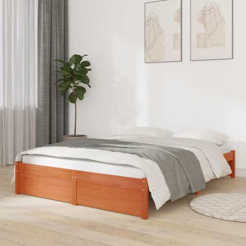 vidaXL Bedframe Massief dennenhout, Verzenden, Nieuw, Bruin, Hout