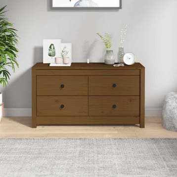 vidaXL Dressoir 100x40x54 cm massief grenenhout honingbruin, 100 tot 150 cm, Verzenden, Nieuw, Grenenhout