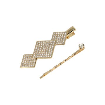 Haarspeld Duckklem & Schuifspeldje 6cm – Ruitvorm – Strass, Sieraden, Tassen en Uiterlijk, Nieuw
