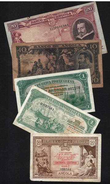 Angola. - 5 Banknotes - Various Dates, Postzegels en Munten, Bankbiljetten | Europa | Niet-Eurobiljetten