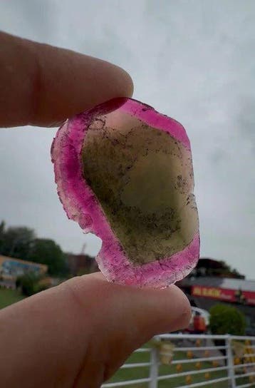 Watermeloen toermalijn roze & groen gepolijste schijf Plak -