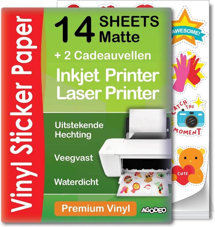 14 Matte Vinyl Stickervellen A4 Printer Paper -, Computers en Software, Printers, Zo goed als nieuw, Ophalen of Verzenden