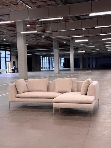 BB Italia Charles Hoekbank | Greige | NIEUWSTAAT + Garantie, 250 tot 300 cm, Ophalen of Verzenden, Zo goed als nieuw, Bank Hoekbank Bankstel Bankje Loungebank Banken Chaise Lounge 
