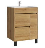 Badkamermeubel Set Salzburg 60 cm Eiken Staand Badmeubel, Huis en Inrichting, Badkamer | Badkamermeubels, Verzenden, Nieuw, Wastafelkast