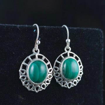 Zilver - Oorbellen - Malachiet sterlingsilber