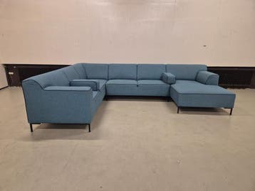 Veiling - Montel Fresh - Hoekbank - Showroommodel - Petrol, Huis en Inrichting, Banken | Sofa's en Chaises Longues, Gebruikt