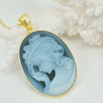 Zilver, Verguld - Cameo - cameo gegraveerd op agaat