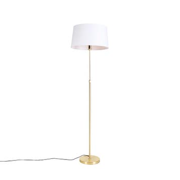 Vloerlamp goud/messing met linnen kap wit 45 cm - Parte, Verzenden, Nieuw, Modern