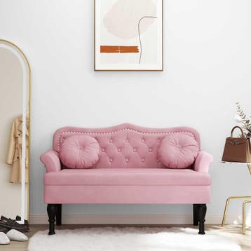 vidaXL Bankje met kussens 120,5x65x75 cm fluweel roze, Verzenden, Nieuw, Stof, Minder dan 150 cm