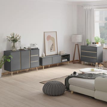 Scandinavische TV-meubel Donkergrijs - 150cm - 2 Deuren & Op, Verzenden, Nieuw