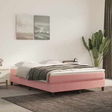 vidaXL Boxspring met matras fluweel roze 140x190 cm, Verzenden, Stof, Nieuw, Tweepersoons