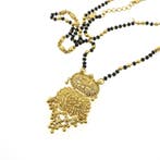 Gouden Mangalsutra ketting met onyx, Gebruikt, Overige kleuren, Ophalen of Verzenden, Met edelsteen