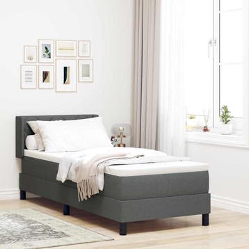 vidaXL Boxspringbed met hoofdeinde Donkergrijs 200 x 80 cm, Verzenden, Nieuw, Grijs, Stof