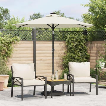 vidaXL Parasol met LEDs en stalen paal 225x225x212 cm wit, Verzenden, Nieuw, 2 tot 3 meter