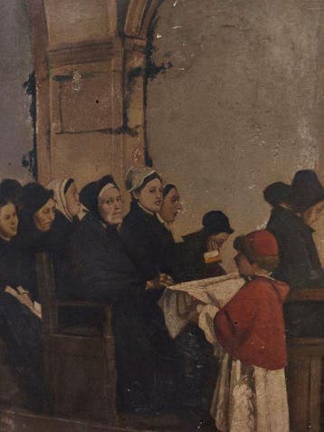 Escuela Impresionista Francesa (XIX) - La Misa, Antiek en Kunst, Kunst | Schilderijen | Klassiek