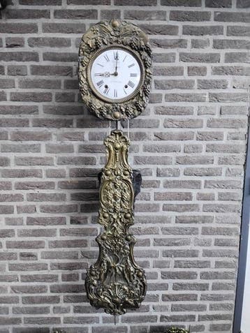 Comtoise klok - Antiek Messing - 1850-1900 - Bloemen