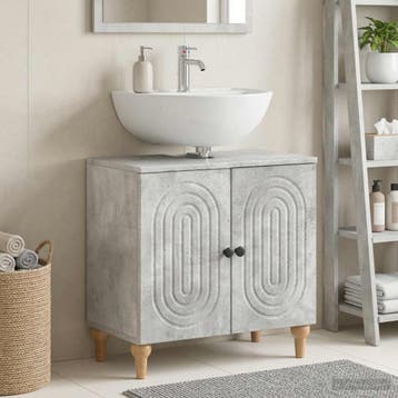 vidaXL Badkamer wastafelkast ALKMAAR Betongrijs 59,5 x 31,5, Huis en Inrichting, Badkamer | Badkamermeubels, Verzenden, Nieuw
