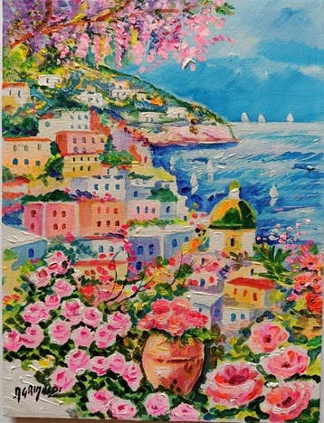 Alfredo Grimaldi (1950) - Colori di Positano costiera