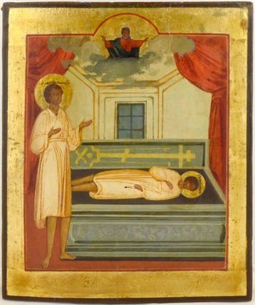 Icoon - Zeldzame icoon van Sint Proscopius van Ustyug - Hout