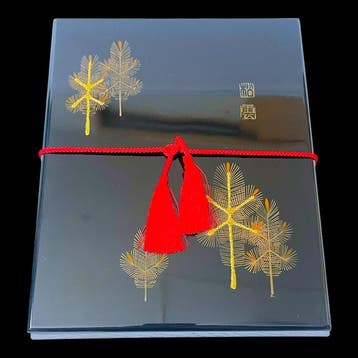Japanese Lacquer Document Box (Fubako) with Gold Maki-e Pine