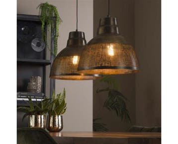 Hanglamp 2xØ38 screen - Brons antiek, Ophalen of Verzenden, Nieuw