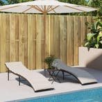 vidaXL Ligstoelen 2 st met kussens poly rattan bruin, Tuin en Terras, Verzenden, Nieuw