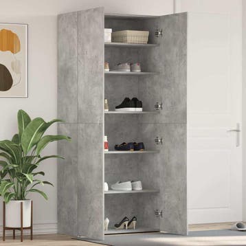 vidaXL Schoenenkast 80 x 35.5 x 180 cm Bewerkt hout Grijs, Verzenden, Nieuw