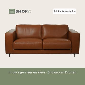 Leren bank Clear - 3 zits - Elegance Cognac (cognac) -, Huis en Inrichting, Bohemian, Eigentijds, Modern, Retro, Vintage, Nieuw
