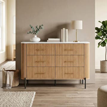 Kast Kokunse met 6 laden 120x42x78 cm eikenlook [en.casa], Verzenden, Nieuw