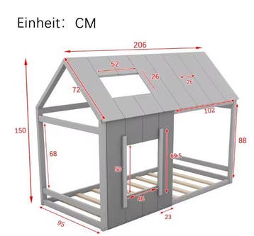 Huis Kinderbed 90x200 cm – Met Dak en Ramen, Houten, Verzenden, Nieuw