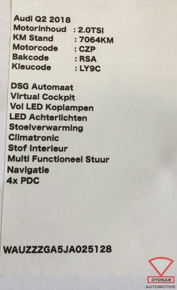 audi q2 2018 slotplaat afdekking 81a863471c, Ophalen, Gebruikt, Audi