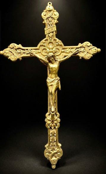 Antiek vergulde kruisbeeld - 31 cm - Antiek - Verguld