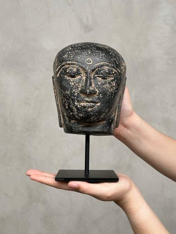 Beeld, NO RESERVE PRICE - Stunning Javanese Budha Head on a