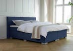ACTIE! Boxspring Milano 140 200 Blauw, Nieuw, 140 cm, Twijfelaar, 200 cm