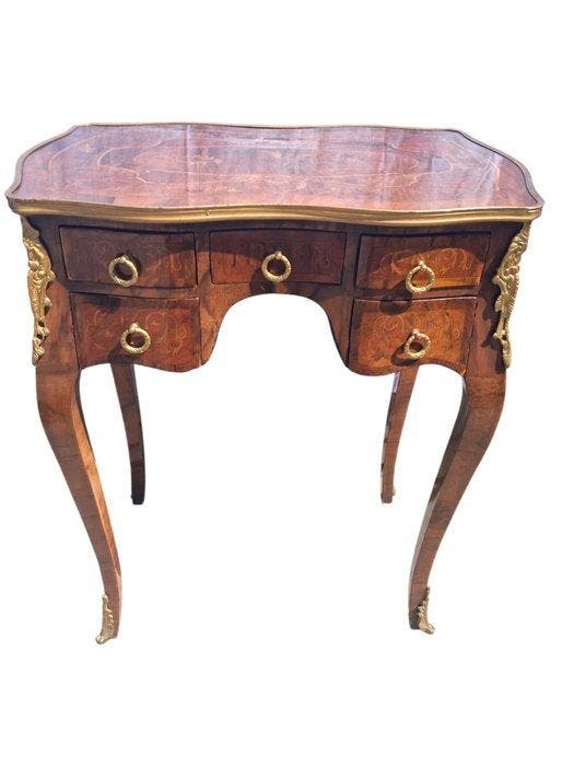 Tafel - Verguld brons - antieke tafel met inlegwerk, Antiek en Kunst, Antiek | Overige Antiek