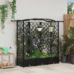 vidaXL Verhoogd Bed met Trellis en Dak Zwart 163 x 40 x 126, Verzenden, Nieuw, Minder dan 60 cm, 60 cm of meer