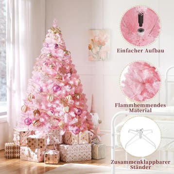 2dekans | Yaheetech Kunstkerstboom Roze – 110 x 110 x 183 cm, Ophalen of Verzenden, Zo goed als nieuw