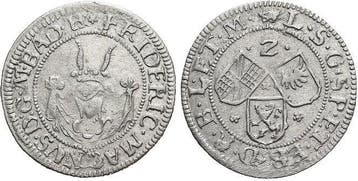 2 Kreuzer Baden-durlach Friedrich Vii Magnus 1677-1709, Verzenden