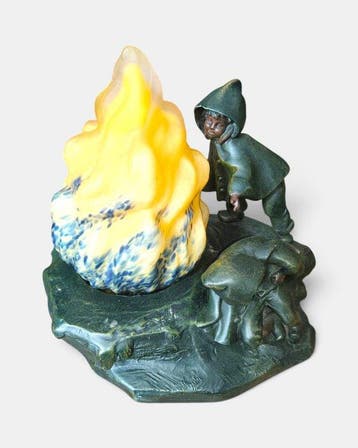 Tafellamp met beeldje - Gemarmerd glas - Copy van A .Moreau, Antiek en Kunst