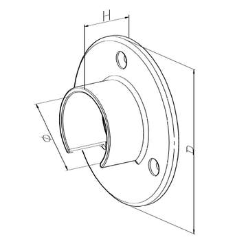 Celest U-profiel muurflens voor balustrade handrail rond 42,, Ophalen of Verzenden, Nieuw