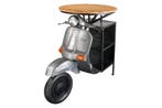 Vintage bartafel UPCYCLING SCOOTER 120cm zilver mangohout, Ophalen of Verzenden, Nieuw