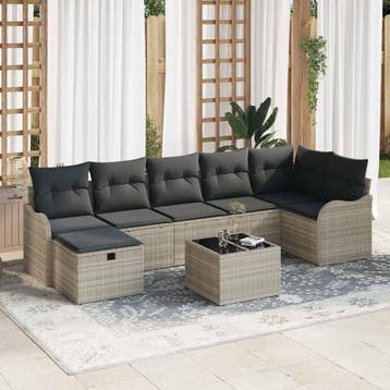 vidaXL Tuin Sofa Set 8 st Poly riet, Tuin en Terras, Verzenden, Nieuw, 8 zitplaatsen
