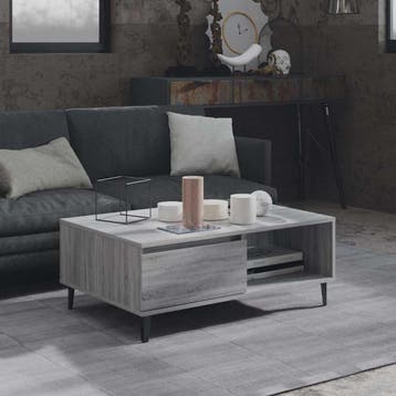 vidaXL Salontafel 90x60x35 cm bewerkt hout grijs sonoma, 50 tot 100 cm, Verzenden, Nieuw, 50 tot 100 cm