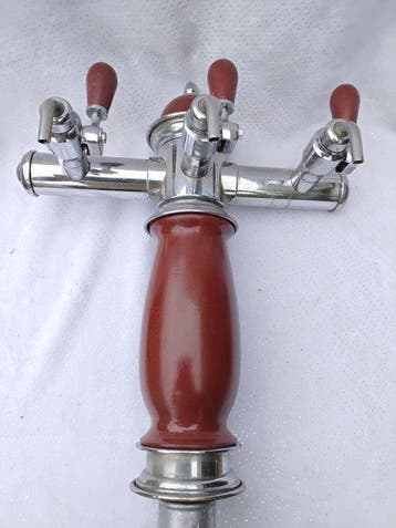 Drinkset - hout en metaal met chroomafwerking - Biertaps met